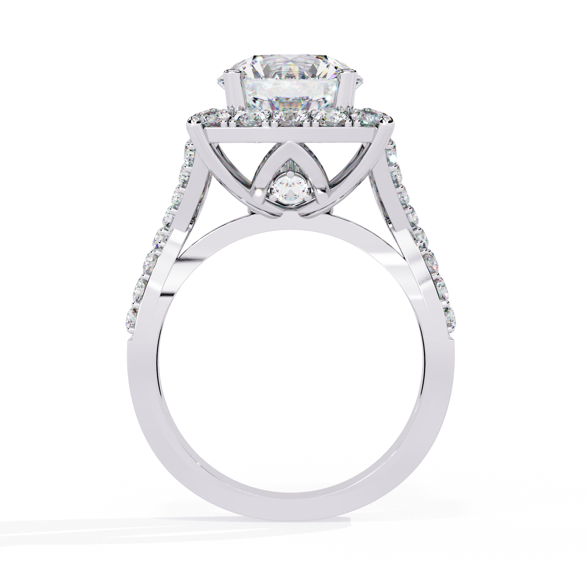 Solitairekart-3.4 CT Lab Grown Cushion Halo Majesty Diamond Ring